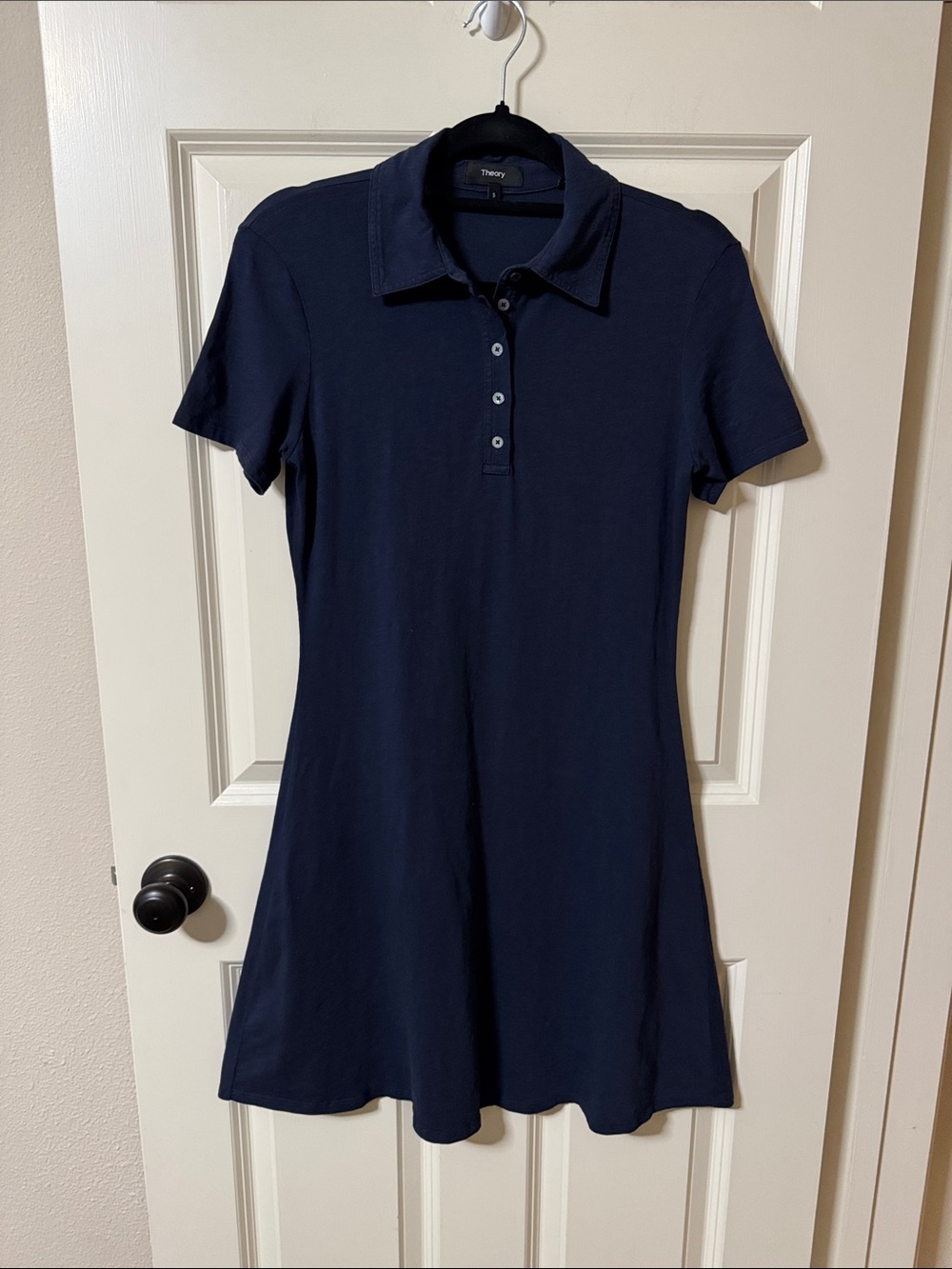 Theory Navy Short-Sleeve Polo Mini Dress
